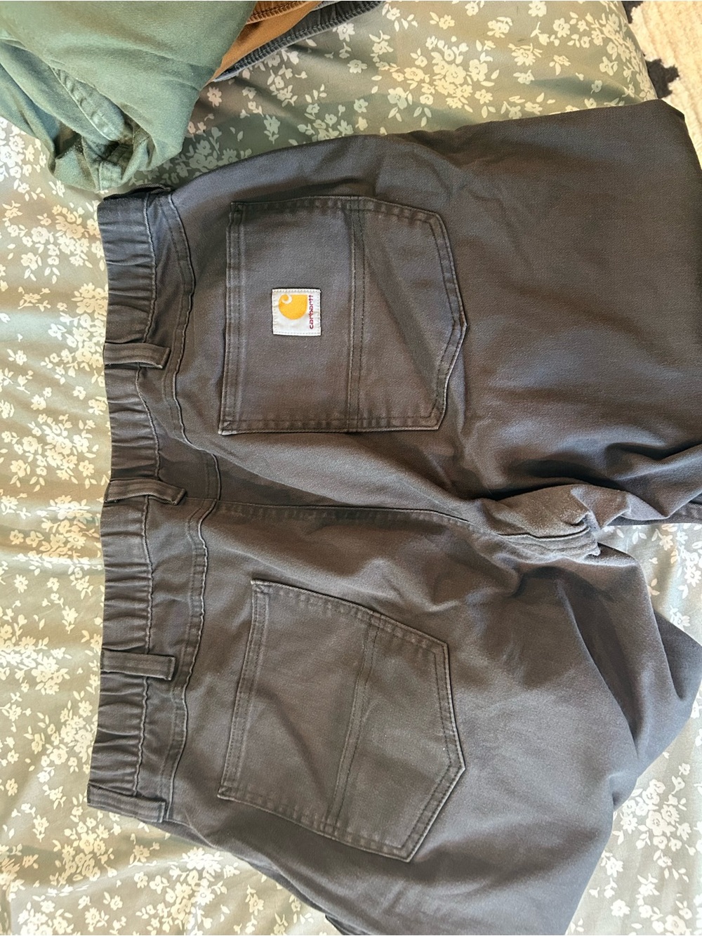 Carhartt Relaxed Fit Work Pants- Charcoal with Logo Patch